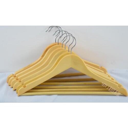 Free Shipping!!Durable Natural Wooden Clothes Hanger with trousers Bar for Mens Suit Shop