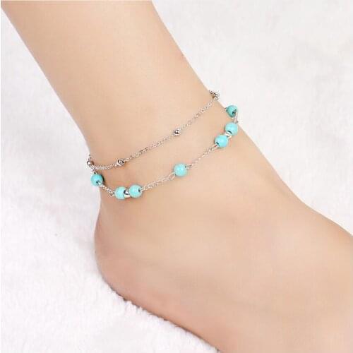 Vintage Beads Anklets For Women New Multi Layer Anklet Leg Bracelet Bohemian Beach Ankle Chain Jewelry Gift S1923