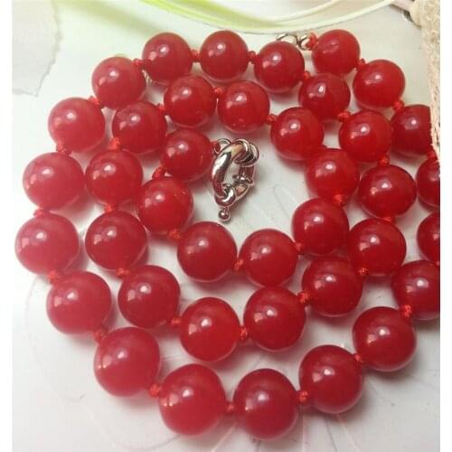 New 10mm Red Chalcedony Beads Necklace DIY Fashion Jewelry Making Design Natural Stone Gifts For Girl Women 18" Wholesale Price