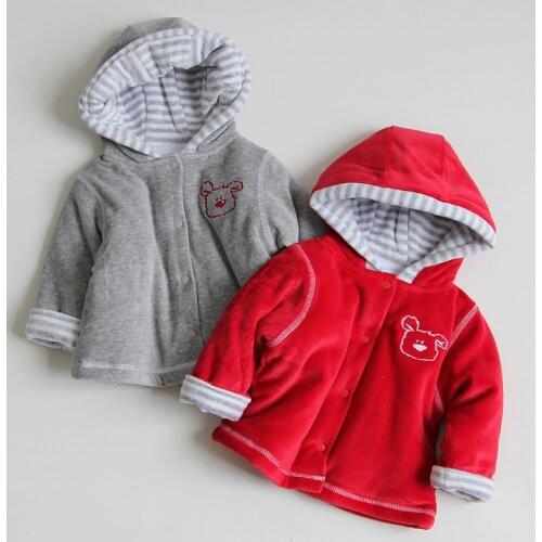 Baby winter jacket warm clothing baby cartoon clothing coat children jacket coat baby red grey hoodie and apparel conceal snaps