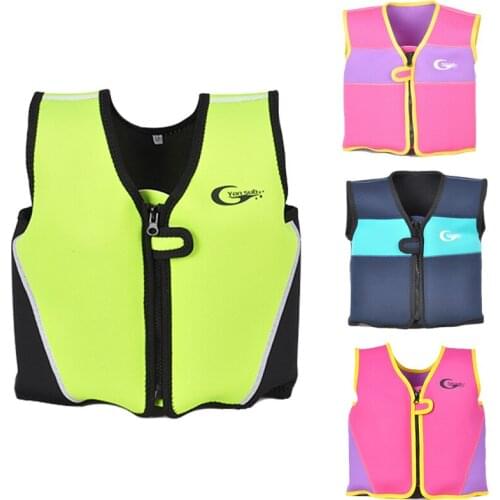Kids Life Jacket Neoprene Swimming Boating Vest Safety Buoyancy Swimsuit Bathing Suits for Water Sports Protection Boys Girls