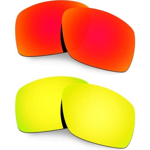 HKUCO For Big Taco Sunglasses Replacement Polarized Lenses 2 Pairs - Red & Gold