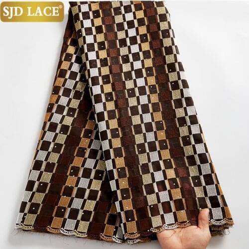 SJD LACE Unique Jacquard Brocade Nigerian French Mesh Lace Fabric Gild African Net Lace Fabric Soft Tulle For Party Sew A2538