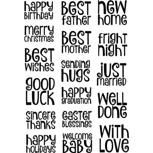 Best Father Mother New Home Good Luck Well Done Merry Christmas Phrase Cear Stamps For DIY Scrapbooking Cards Making stamps