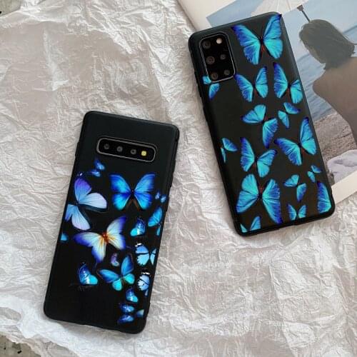 Cute Lovely and beautiful butterfly black TPU soft Cases for Samsung S7 S8 S9PLUS S10PLUS S10Lite 2019 A10 A30 A50 A70 2018 A750