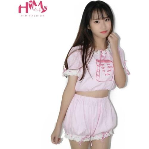 Girl Secret Embroidery Cute Plaid French Vintage Doll Baby Two-Piece Set Homewear For Young Girls Pink Blue Lolita Pajamas