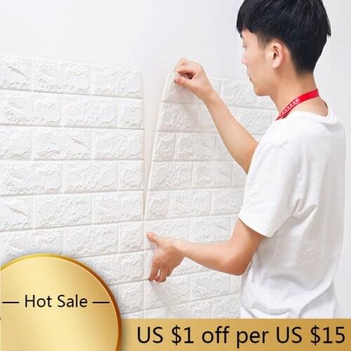 70x77cm 3D Wall Stickers Living Room Decor Foam Waterproof Wall Covering DIY Self Adhesive Wallpaper For TV Background Kids Room