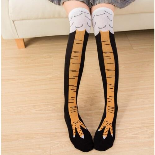 CHAOZHU Winter Autumn Funny Gym Women Men 3D Chicken Print Cartoon Thigh High Sock Fashion Cute Ladies Thin Toe Feet Cosplay