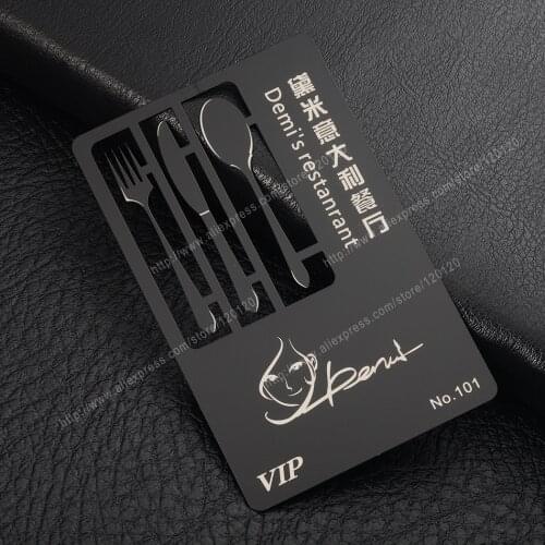Personalized quality fork and spoon cut out and laser sculpture business card