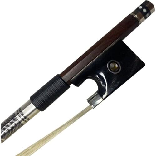 1pcs professional Brazilwood 4/4 full size black ox frog nickel silver very nice Round Violin Bow White Horse Hair