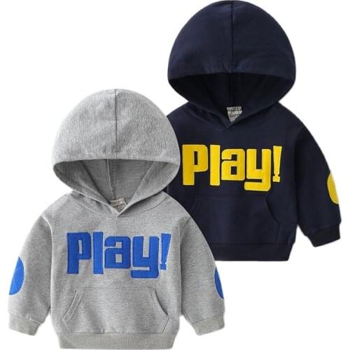 Baby Boys Hooded Sweater Spring Autumn New Casual Clothes Letter Printing Long-Sleeved Top Pullover Children Sweatshirt 2-6y