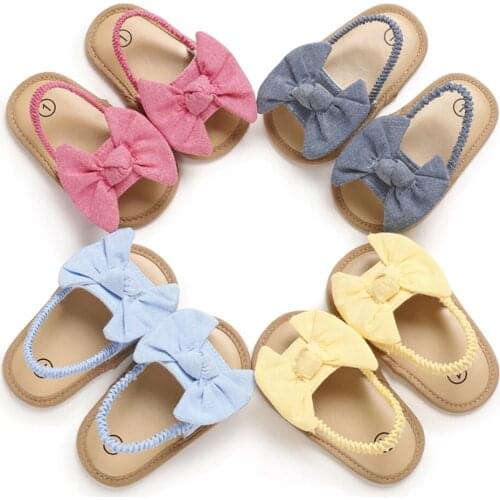 Fashion Casual Baby Girls Bow Knot Sandals Cute Soft Sole Flat Princess Shoes Infant Non-Slip First Walkers 0-18 Months Summer