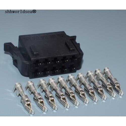 Shhworldsea 2sets FOR VW 10pin auto plastic housing plug cable wiring harness connector black color 191972725 191 972 725