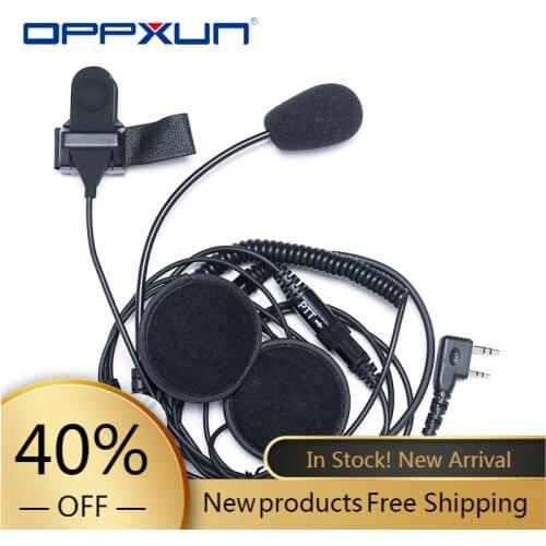 Helmet Headset 2 Pin PTT Motorcycle Headphone For Walkie Talkie Kenwood Baofeng Puxing Ham Radio Two Way Radio