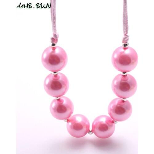 MHS.SUN 1PC Cute Girls Baby DIY ABS Pearl Beaded Necklace Handmade Jewelry Kids Adjustable Rope Chain Necklace For Party Gift