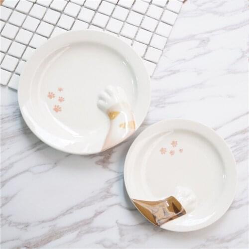 Japanese cat paw three-dimensional meal plate cute cat claw meat ball three flower cat plate cat small meat pad breakfast disc