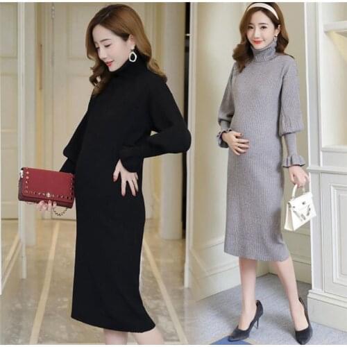 Pregnant women spring winter knit dress Pregnant women tight skirt high elasticity maternity Dress for Pregnant Women Pregnancy