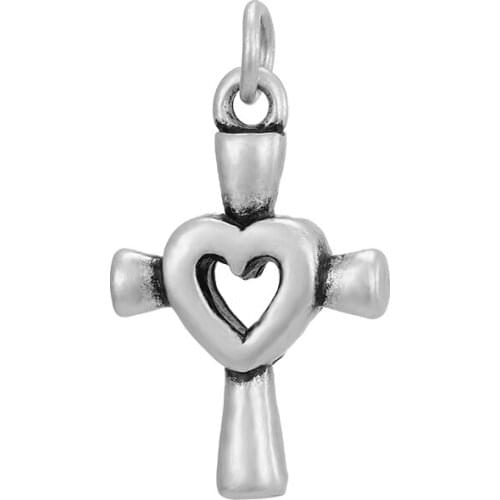 Visunion Heart Cross Pattern Accessory for Jewelry DIY Making Stainless Steel Custom Charms for Friends Family Gift