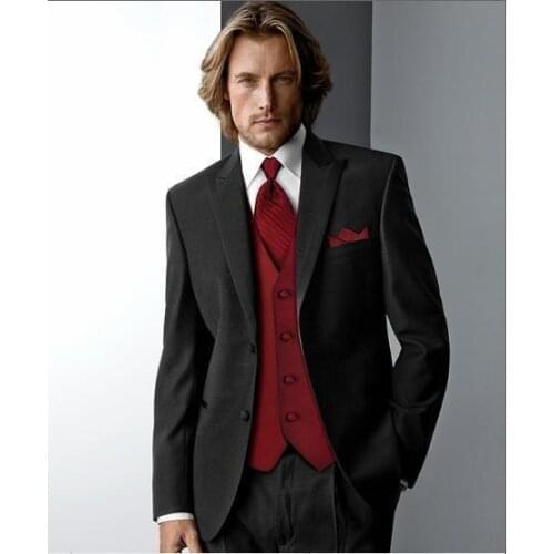 High Quality Mens Suits Groom Tuxedos Groomsmen Wedding Party Dinner Best Man Suits Blazer (Jacket+Pants+Vest+Tie) NO:1010
