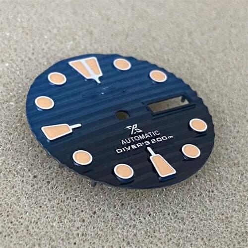 28.5mm Green Luminous Watch Dial Two-color SKX007 Watch Dial Spare Part for NH35 Movement