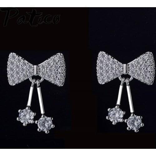 New Arrival Women Bow-Knot Earrings For Sale 925 Sterling Silver Beautiful Long Earrings Wedding Jewelry Big Sale
