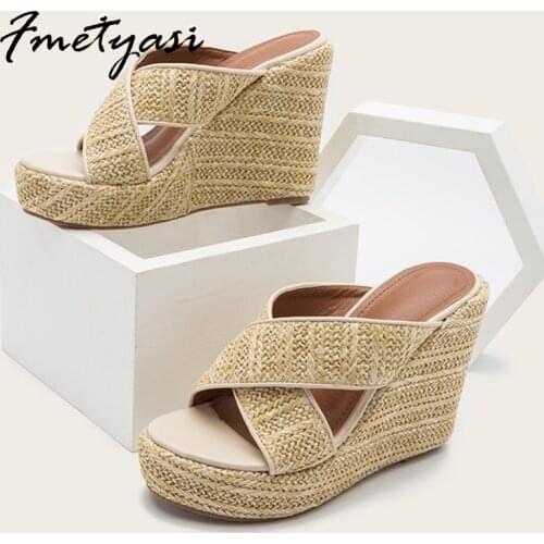 High-heeled Sandals Office Lady Cow Leather Outdoor Fashion Open Toe Platform Wedges Heels Slingbacks Big Size Height Increasing