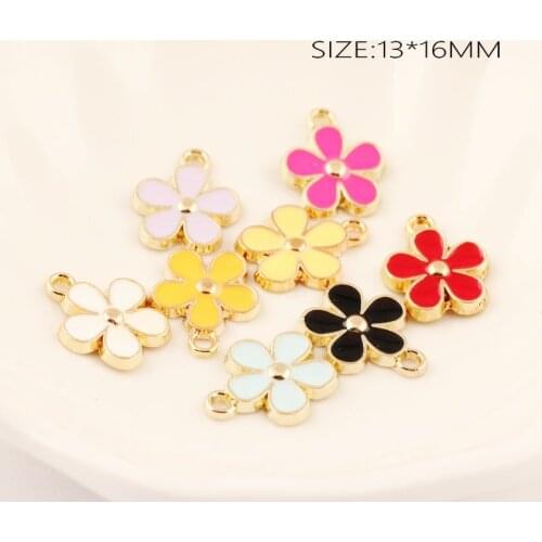 20PCS/Lot New Hot Oil Drop Charms Flowers Enamel Charms Alloy Pendant Fit Necklaces Bracelets DIY Jewelry Accessories