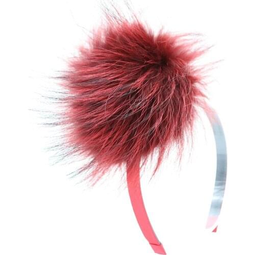 2021 fashion real fur recoon fur fox fur pomp with snap headband with button changeble girls winter popular accessories 12cm pom