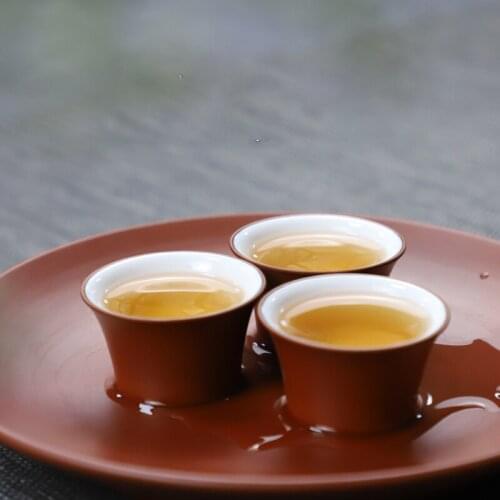 3 PCS Chaozhou Kungfu Teacups White Porcelain Inside Showing The Color Of The Tea Soup Vermilion Clay Outside Red Mud Tea Cups