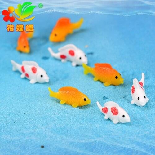 3pcs/set Decorative Colorful Red Fish Miniature Mini Micro Landscape Ornaments Resin Figurines Home Decoration