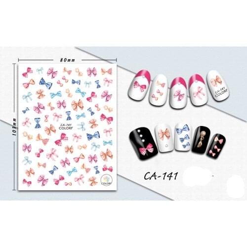 3D Stickers for Nails Cute Beautiful Bow Design Nails Art Decoration Manicure Sticker Decals Slider Nail Foil Accessories