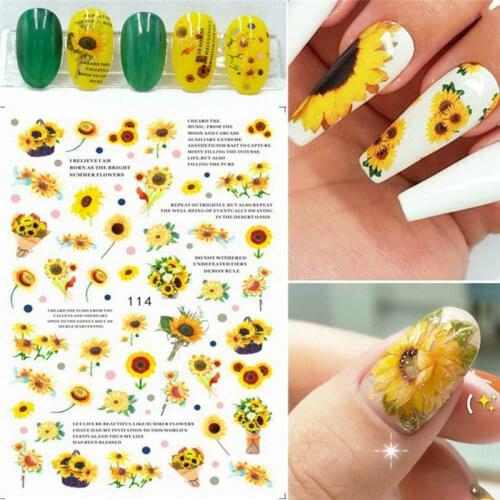 3D Nail Art Sunflower Tulip Rose Flower Sticker Decals Nail Art Design DIY Decal Flower Nail Sticker Nail Art Decor NEW