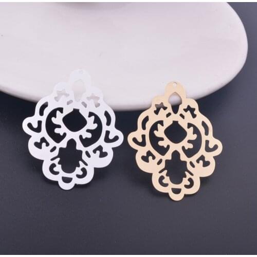 6pcs 33*41mm Light Gold Color Plated Charms Silver Plated Hollow out Pendant DIY Jewelry Making