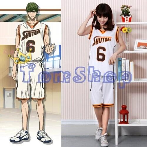 Anime Kuroko no Basuke SHUTOKU No. 6 Midorima Shintaro Basketball Jersey Cosplay Costume Mens Sports Wear Uniform Free Shipping