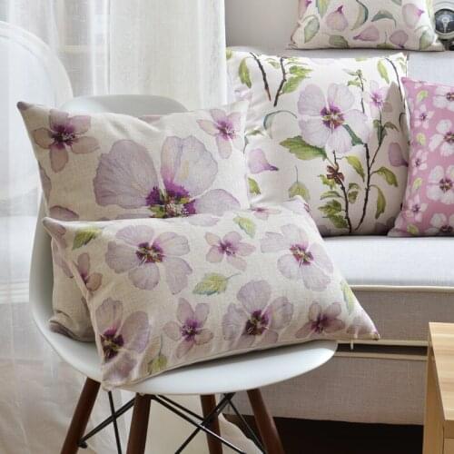 Ink and wash beautiful petals pillowcase cotton and linen texture sofa cushions car cushions living room lumbar office cushions