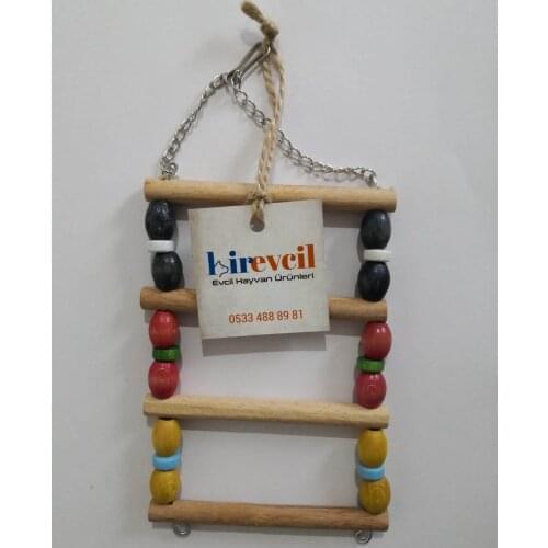 Birevcil Beaded 4 Digits Wooden Handmade Ladder 10x21 cm Bird Toy