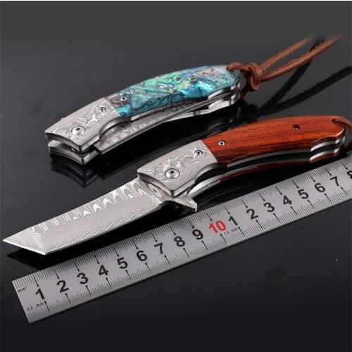 Freewolf 2 Style Damascus Flipper Folding Knife VG10 Damascus Steel Tanto Point Blade EDC Pocket Knives H0125