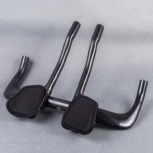 Glossy 3K Carbon Fiber Bike TT Bullhorn Bar Time Trial Triathlon Handlebar Aerobar Rest Bar Ends Sets