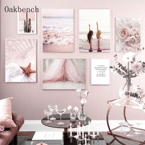 Sea View Canvas Painting Starfish Poster Flower Art Prints Surf Girl Posters Nordic Print Landscape Wall Pictures For Home Decor