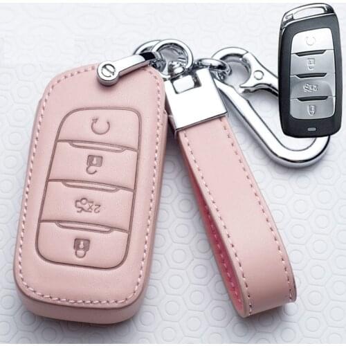 Leather Car Key Case Cover for Changan CS75 PLUS CS85 COUPE CS95 2017 2018 2019 Accessories