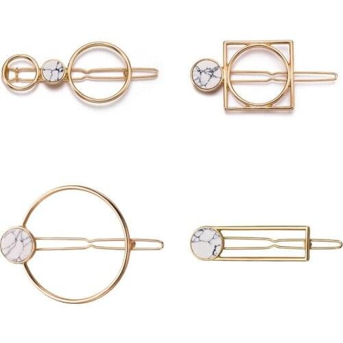 Fashion natural stone geometric hairpins hairgrips hairgrips hair grips clips barrette headwear accessories
