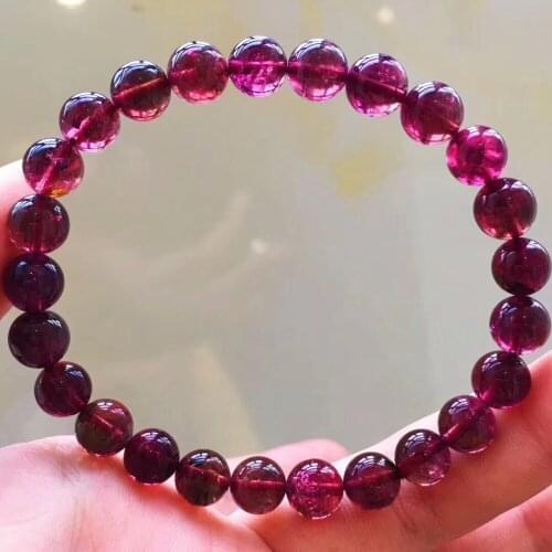 Genuine Natural Red Tourmaline Bracelets Women Crystal 7.5mm Round Bead Bracelet Lady Stretch Healing AAAAAA Certificate