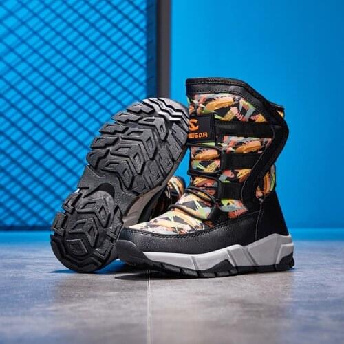 2021 New Warm Style Boots For Boy Child And Student Velvet Shoes Fashion To Wear More In Winter Genuine Leather Snow Sneakers