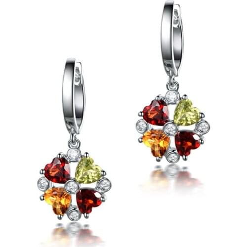 New Arrivals Pomegranate color Water Drop Natural Zirconia Dangle Earrings Women silver Wedding Party Trendy Jewelry