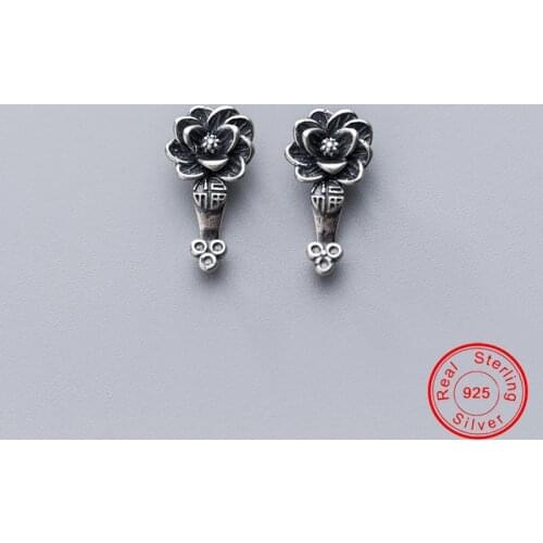 UQBing Wholesale 100% 925 Sterling Silver Vintage Wish Flower Big Charms Jewelry Findings Factory Price