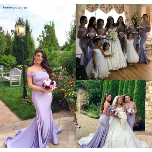 Mermaid Bridesmaid Dress Cheap Lavender Western Summer Country Garden Formal Wedding Party Guest Maid of Honor Gown Plus Size