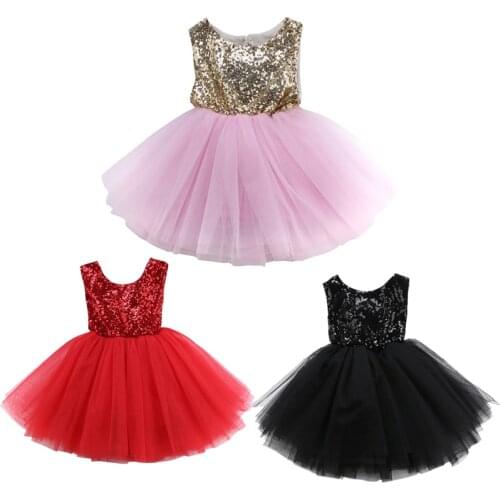 Sequins Baby Girls Princess Dress Sleeveless Back Hole Ball Gown Tutu Formal Pageant Party Dresses Clothes 1-5Y