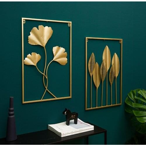 Nordic Creative Golden Leaf Wall Hanging Decor Light Luxury Wind Living Room Wall Pendent Ornaments Bedroom Sofa Home Decoration