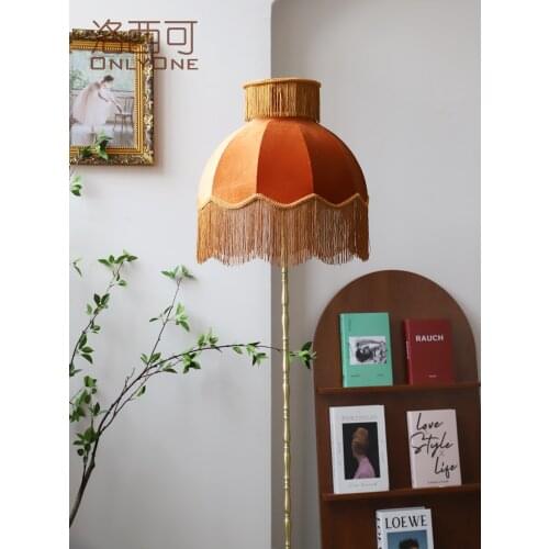 Retro French floor lamp villa living room bedroom study dining room tassel floor lamp