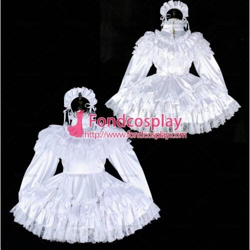 Sissy maid satin dress lockable Uniform cosplay costume Tailor-made[G2327]